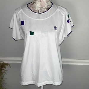 Vintage Wimbledon White print shirt Medium